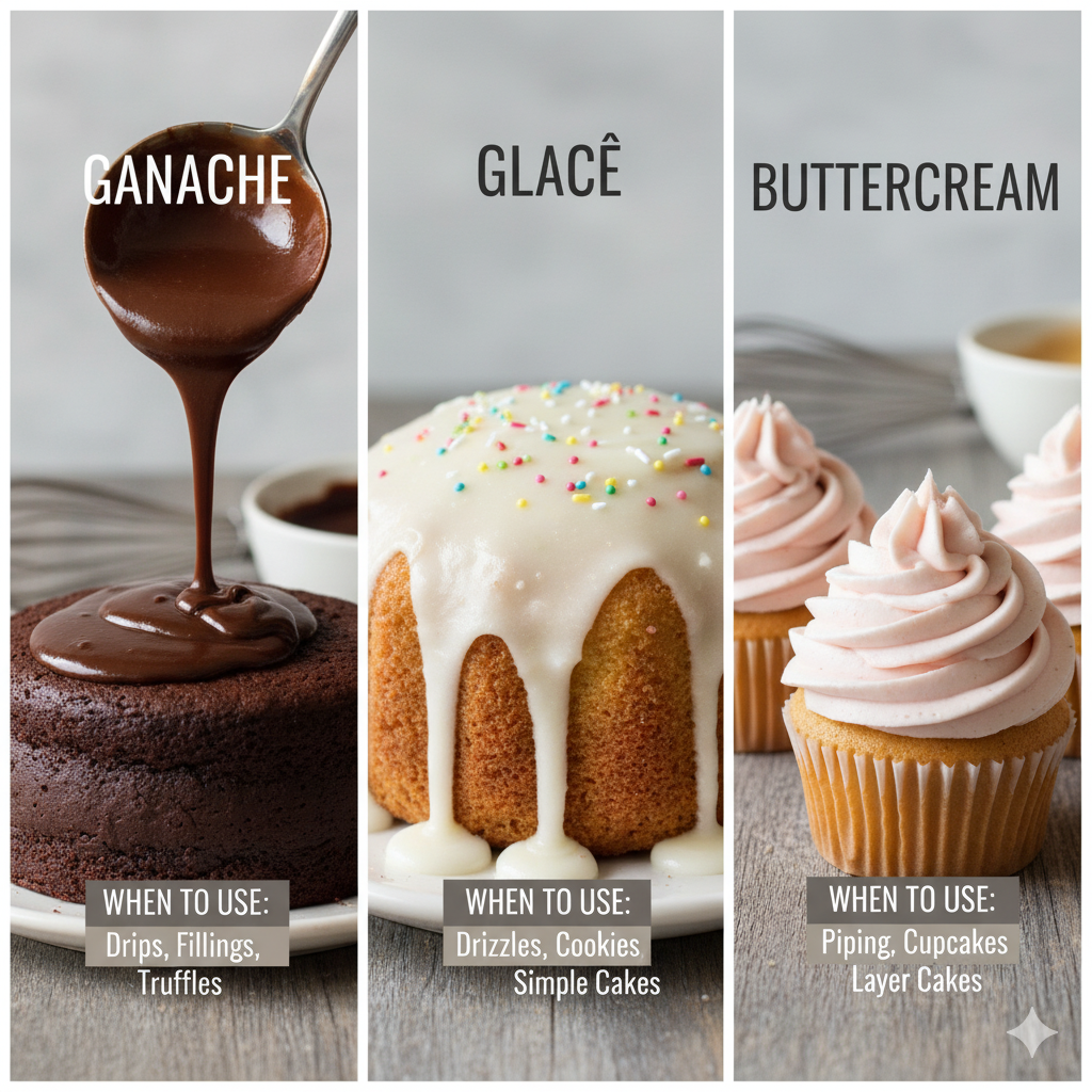 Diferença entre ganache, glacê e buttercream: qual usar e quando